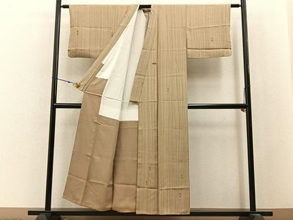 平和屋着物■上質な小紋　箔散らし　縞　正絹　逸品　BAAX6804hj