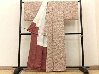 平和屋着物■上質な小紋　型染め　風景花文　正絹　逸品　BAAX6806hj