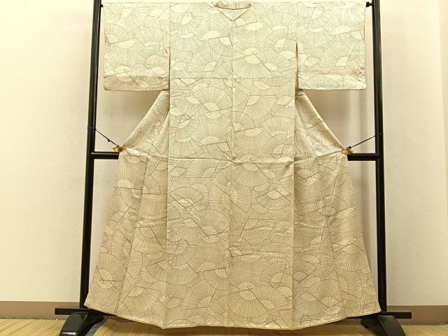 平和屋着物■上質な小紋　扇面尽くし　金彩　正絹　逸品　BAAX6807hj