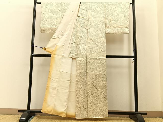 平和屋着物■上質な小紋　扇面尽くし　金彩　正絹　逸品　BAAX6807hj