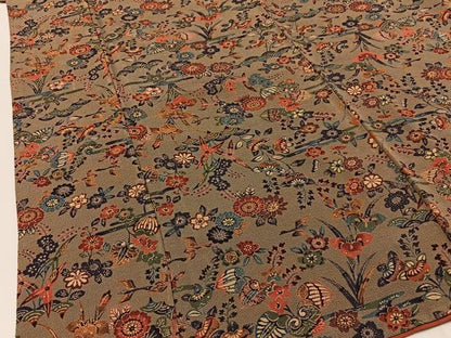 平和屋着物■上質な小紋　型染め　花鳥文　鬼しぼ縮緬　正絹　逸品　BAAX6808hj