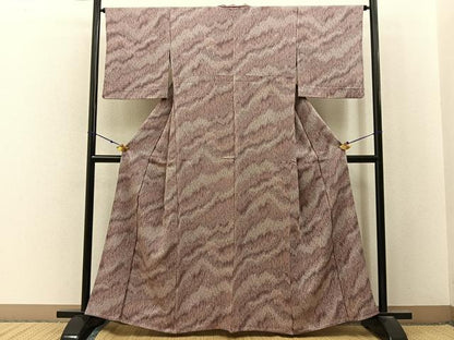 平和屋着物▽上質な小紋　単衣　霞文　正絹　逸品　BAAX6810hj