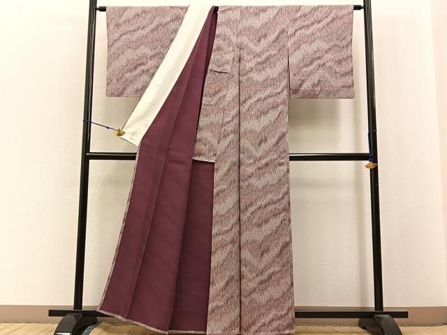 平和屋着物▽上質な小紋　単衣　霞文　正絹　逸品　BAAX6810hj