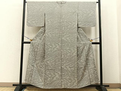 平和屋着物▽上質な小紋　単衣　石畳文　正絹　逸品　BAAX6813hj
