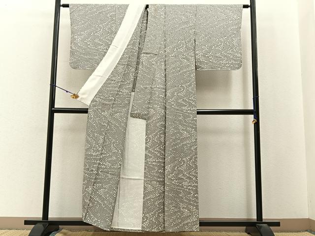 平和屋着物▽上質な小紋　単衣　石畳文　正絹　逸品　BAAX6813hj