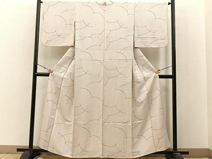 平和屋着物▽上質な小紋　単衣　抽象文様　正絹　逸品　BAAX6814hj