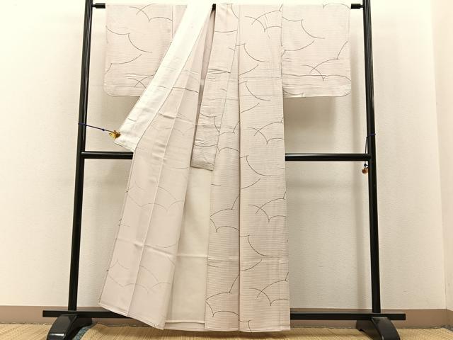 平和屋着物▽上質な小紋　単衣　抽象文様　正絹　逸品　BAAX6814hj