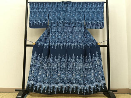 平和屋着物▽訪問着　単衣　花織　洋花文　正絹　逸品　BAAX6815hj