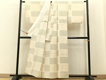 平和屋着物▽上質な小紋　単衣　横段文　正絹　逸品　BAAX6816hj