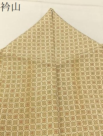平和屋着物▽上質な小紋　単衣　幾何学文様　正絹　逸品　BAAX6817hj