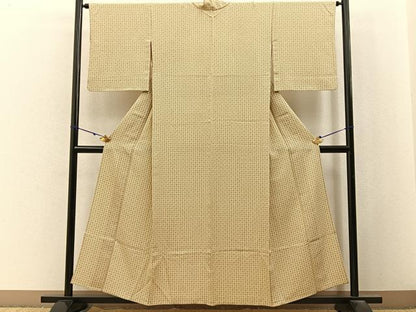 平和屋着物▽上質な小紋　単衣　幾何学文様　正絹　逸品　BAAX6817hj