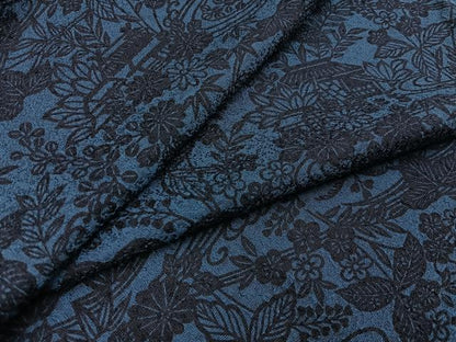 平和屋着物▽上質な小紋　単衣　藍　型染め　風景花文　正絹　逸品　BAAX6818hj