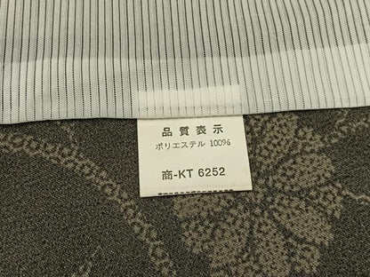 平和屋着物＊夏物　小紋　紗　菊唐草文　黒地　洗える着物　BAAX6820hj