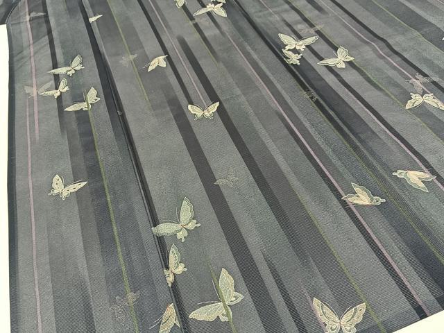 平和屋着物＊夏物　小紋　絽　舞蝶文　洗える着物　BAAX6821hj