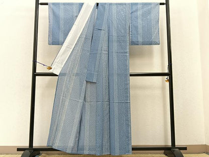 平和屋着物＊夏物　小紋　絽　吹き寄せ間道　洗える着物　BAAX6823hj
