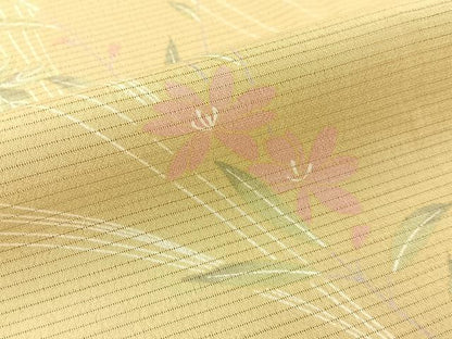 平和屋着物＊夏物　小紋　絽縮緬　草花文　洗える着物　未使用　BAAX6824hj