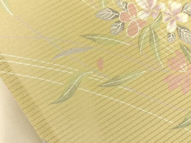 平和屋着物＊夏物　小紋　絽縮緬　草花文　洗える着物　未使用　BAAX6824hj