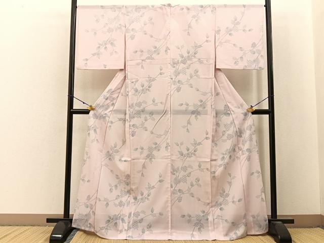 平和屋着物＊夏物　小紋　絽　蔦の葉有職文　洗える着物　BAAX6825hj