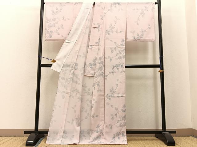 平和屋着物＊夏物　小紋　絽　蔦の葉有職文　洗える着物　BAAX6825hj