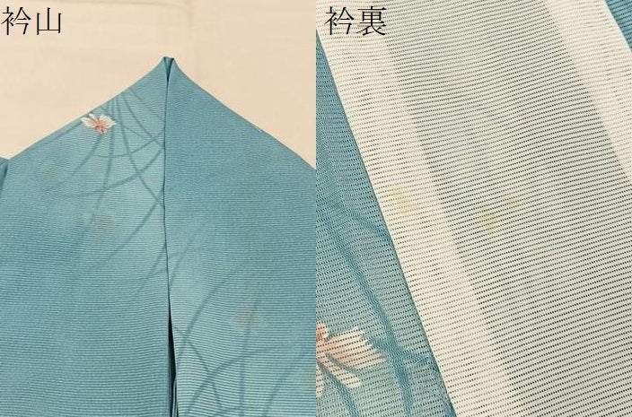 平和屋着物＊夏物　小紋　絽　杜若　暈し染め　洗える着物　BAAX6829hj
