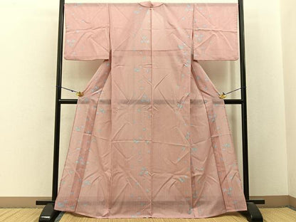 平和屋着物＊夏物　小紋　絽　舞花文　洗える着物　BAAX6830hj