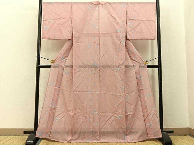 平和屋着物＊夏物　小紋　絽　舞花文　洗える着物　BAAX6830hj