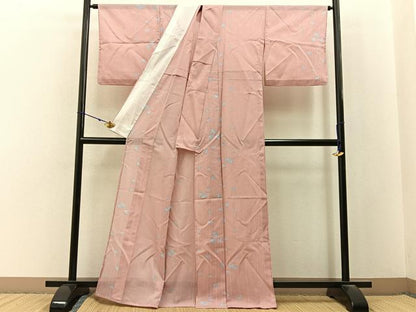 平和屋着物＊夏物　小紋　絽　舞花文　洗える着物　BAAX6830hj