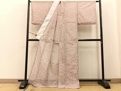 平和屋着物＊夏物　小紋　絽　楓草葉文　洗える着物　BAAX6831hj