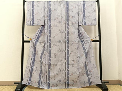 平和屋着物＊夏物　小紋　絽　草花間道　洗える着物　BAAX6832hj