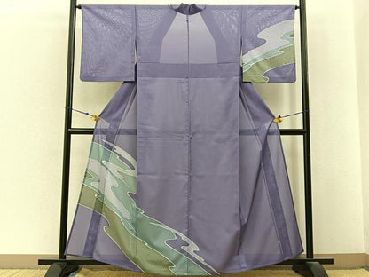 平和屋着物＊夏物　訪問着　絽　鹿の子霞文　金彩　洗える着物　BAAX6834hj