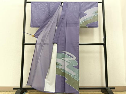 平和屋着物＊夏物　訪問着　絽　鹿の子霞文　金彩　洗える着物　BAAX6834hj