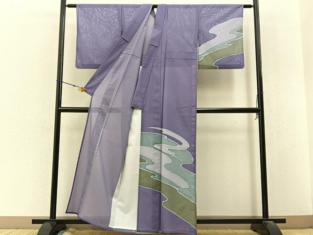 平和屋着物＊夏物　訪問着　絽　鹿の子霞文　金彩　洗える着物　BAAX6834hj