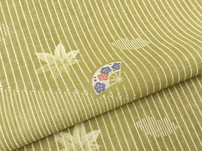 平和屋着物＊夏物　小紋　紗　扇面梅楓文　洗える着物　BAAX6835hj