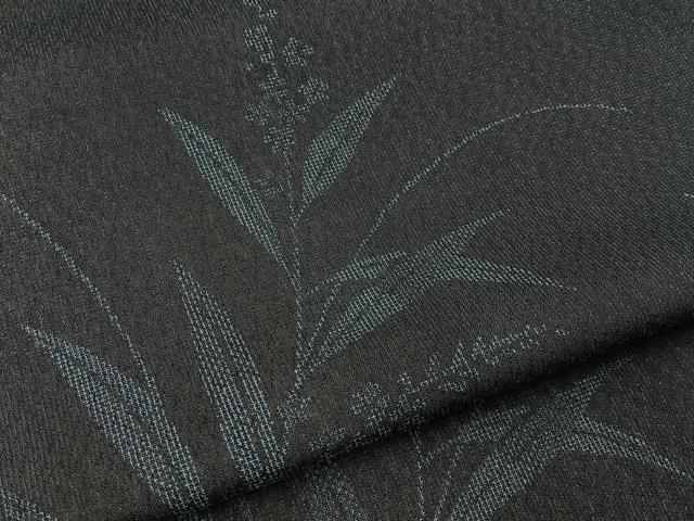 平和屋着物＊夏物　小紋　紗　草葉文　洗える着物　BAAX6838hj
