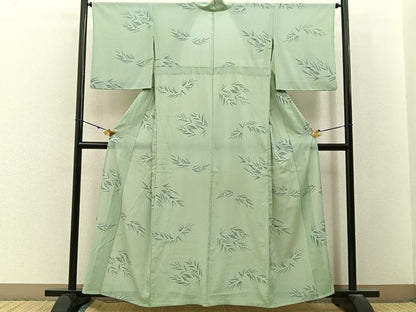 平和屋着物＊夏物　小紋　絽縮緬　枝垂れ柳　洗える着物　BAAX6839hj