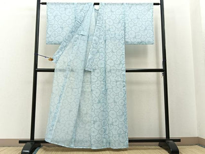 平和屋着物＊夏物　小紋　紗　万寿菊　洗える着物　BAAX6840hj