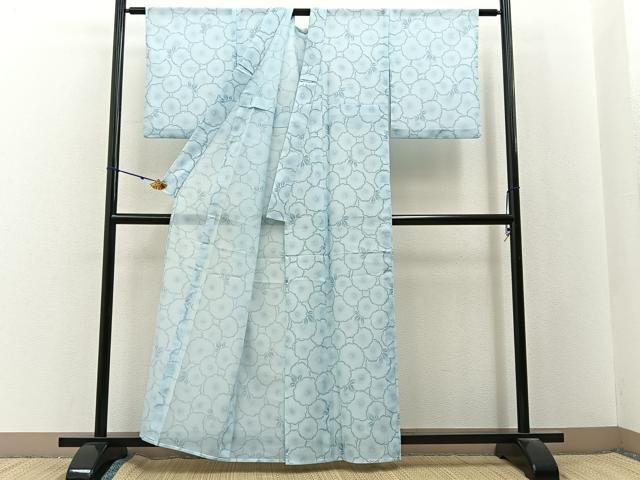 平和屋着物＊夏物　小紋　紗　万寿菊　洗える着物　BAAX6840hj