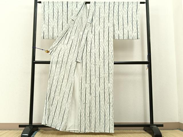 平和屋着物＊夏物　小紋　絽縮緬　蜻蛉　洗える着物　BAAX6841hj