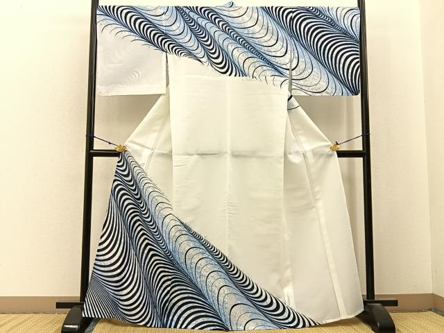 平和屋着物＊夏物　訪問着　紅梅織　流水文　洗える着物　BAAX6847hj