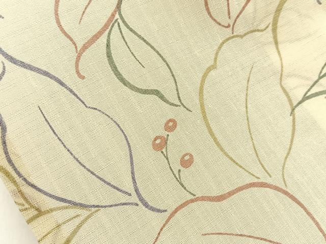 平和屋着物＊夏物　小紋　紗　草葉文　洗える着物　未使用　BAAX6851hj