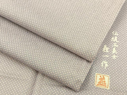 平和屋着物＊夏物　伝統工芸士　義一作　江戸小紋　紗　霞文　東武百貨店扱い　正絹　逸品　未使用　BAAX6855hj