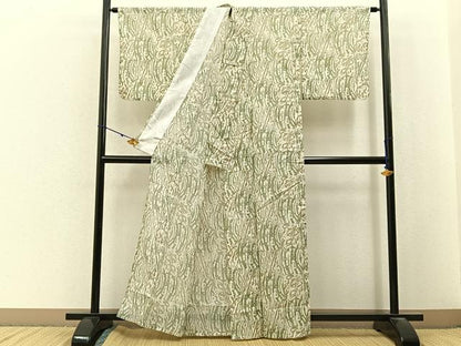 平和屋着物＊夏物　小紋　絽　抽象文様　洗える着物　BAAX6856hj