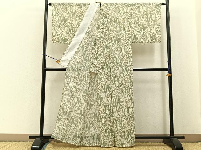平和屋着物＊夏物　小紋　絽　抽象文様　洗える着物　BAAX6856hj
