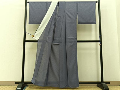 平和屋着物＊夏物　色無地　紗　鳩羽色　洗える着物　BAAX6858hj