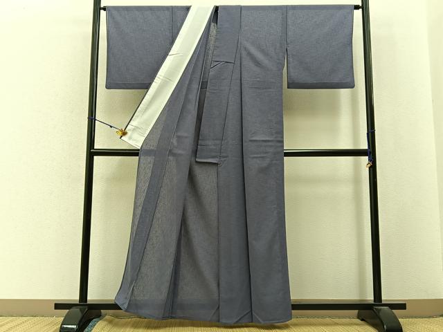 平和屋着物＊夏物　色無地　紗　鳩羽色　洗える着物　BAAX6858hj