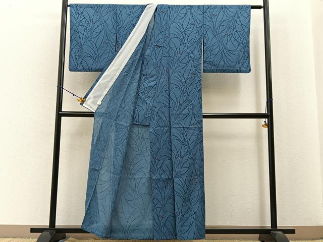 平和屋着物＊夏物　小紋　紗　草花文　洗える着物　BAAX6859hj