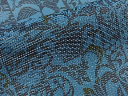 平和屋着物＊夏物　小紋　絽　藍　型染め　更紗花鳥文　洗える着物　未使用　BAAX6861hj