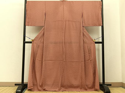 平和屋着物＊夏物　小紋　絽縮緬　抽象文様　洗える着物　BAAX6865hj