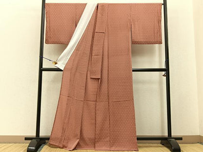 平和屋着物＊夏物　小紋　絽縮緬　抽象文様　洗える着物　BAAX6865hj