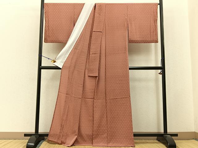 平和屋着物＊夏物　小紋　絽縮緬　抽象文様　洗える着物　BAAX6865hj